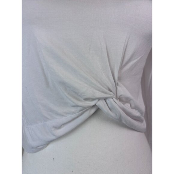 IVL Collective women's 6 white long sleeve cropped knotted front athletic top - Picture 3 of 7